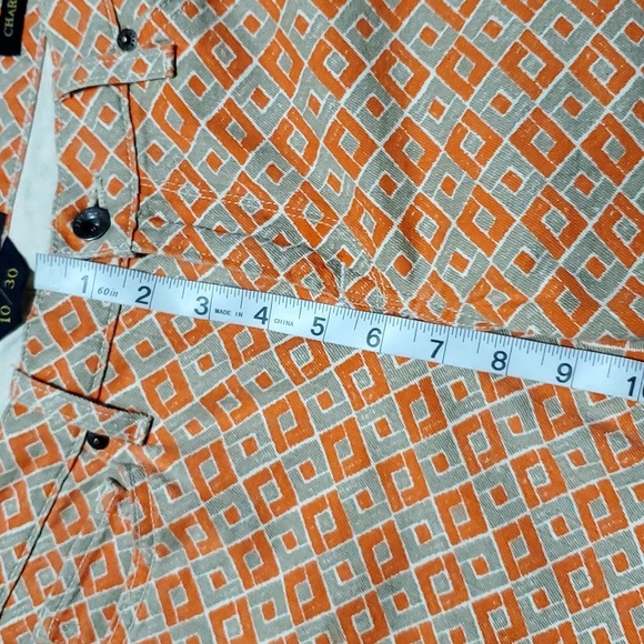Lucky brand Charlie Capri orange geometric patterned jeans - Picture 3 of 9